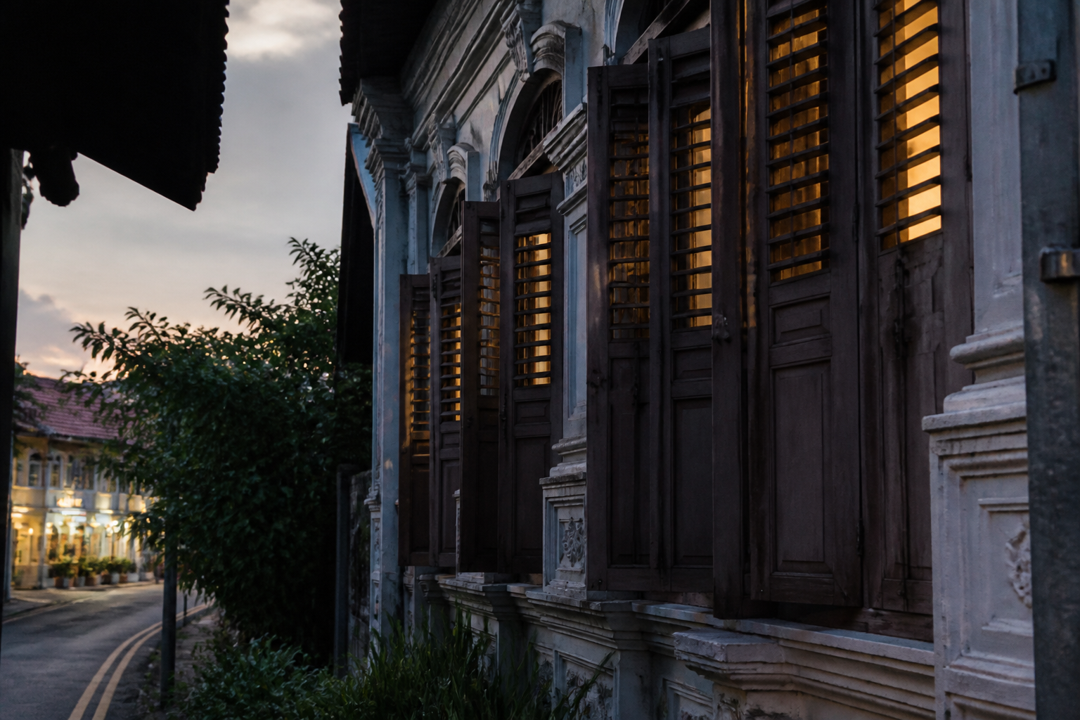 Shutters at dusk on Keong Saik